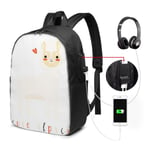 Sac à Dos Homme Femme Ordinateur Portable 17" avec Port De USB pour Voyage Affaires École Lama Baby Alpaca Like