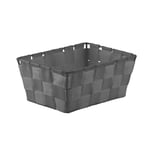 Avilia Organiseur de salle de bain - Panier de rangement idéal pour linge, bijoux, cosmétiques, aussi pour salon, chambre, armoires, en polypropylène tressé, 19 x 8 x 14 cm, gris anthracite