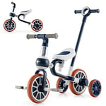 COSTWAY 5 en 1 Tricycle Bébé Evolutif avec Putter Parentale, Draisienne Vélo Bébé avec Siège Réglable, Guidon Réversible, Vélo d’équilibre pour Tout-Petits de 2 à 4 Ans (Marine)