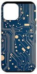 Coque pour iPhone 12 Pro Max Carte mère bleue vintage à pois avec circuit amusant