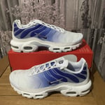 W Nike Air Max Plus Adult Size UK 9 EUR 44 White/blue FZ4345-100