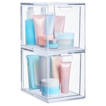 STORi Audrey Stackable Cosmetic Organizer Drawers 6-3/4" Tall | set of 2 Clear