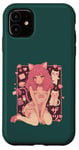 Coque pour iPhone 11 Anime Cat Girl Manga Hearts Kawaii Cute Holiday Valentines