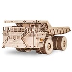 EWA Eco-Wood-Art- Сamion Camion 75710-Puzzle 3D mécanique en Bois-Casse tête Adulte et Adolescent-Assemblage sans Colle-453 pièces, BELAZ 75710, Naturel