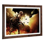 Big Box Art Framed Print of War Battle Scene Army (1) Design | Wall Art Picture | Home Decor for Kitchen, Living, Dining Room, Bedroom, Hallway, Office, Walnut, A2 / 24.5x18 Inch / 62x45cm