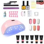 Polygel Nagelkit med UV lampa Nail Gel Färg Set multifärg