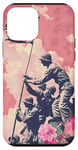 Coque pour iPhone 12 mini Rose Pop Art Floral Iwo Jima Drapeau Américain Levage