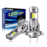 APOOS Ampoule H7 LED Antibrouillard 60W 300% Lumineuse Remplacement Halogène Kit De Conversion de Voiture et Moto 12V H7 LED Feux de Route et Feux de Croisement 6500K Blanc 2 Pièces