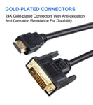 HDMI to DVI Cable 3M DVI-D 25 Pin (24+1pin) Dual Link HDMI PC Monitor TV Lead UK