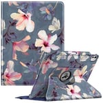 FINTIE Coque pour iPad Pro 13 Pouces 2024 M4 (A2925 / A2926 / A3007) - [Rangement de Stylet] Coque Rotative à 360° Étui Pivotant, Housse Veille/Réveil Automatique, Fleur Hibiscus