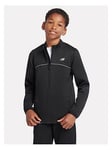 New Balance Junior Boys Tricot Full Zip Funnel Top - Black, Black, Size 8-9 Years