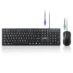 Perixx PERIDUO-117P Ensemble Clavier et Souris PS2 Filaire Standard - Disposition Allemande QWERTZ - Ensemble de Souris Optique PS2 à 3 Boutons - Câble de 1,8 m - Noir