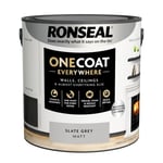 Ronseal Paint One Coat Slate Grey Matt Quick Dry Stain Mould Resistant 2.5L