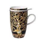 Goebel Gustav Klimt Tasse à thé en porcelaine avec couvercle et passoire 450 ml Motif arbre de vie