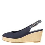 Tommy Hilfiger, Women, Iconic Elba Sling Back Wedge, Wedge Espadrille, Blue, 6.5