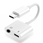 SiGN USB-C til 3,5 mm AUX-adapter, 3A - Lad og lytt - Hvit