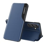 IMEIKONST Samsung Galaxy A35 5G Transparent Window Case with PC + PU Leather Bookstyle Flip Stand Function Shockproof Heavy Duty Protection Cover for Samsung A35 5G. Blue QH1