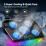 TECKNET RGB Gaming Cooling Pad Quiet Laptop and Notebook Cooling Pad With 5 and