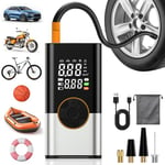 BOOTEEK Gonfleur Pneus Voiture Sans Fil,Compresseur à Air Portatif 150PSI,Mini Compresseur Voiture Portable,6000mAh Gonfleur Velo Electrique avec Manomètre et Lumière LED pour Voiture Vélo Moto Balle