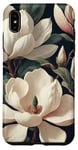 Coque pour iPhone XS Max Magnolias crémeux élégants sur fond sombre