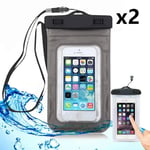 Pack-2 Pochette Etanche pour iPhone 11 Pro Max XS X XR 8 Plus 7 Plus 6s Plus - Sac Waterproof Noir Sport Natation - E.F.Connection