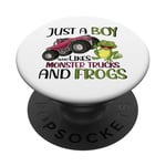 Frog Kids Just A Boy Who Likes Monster Trucks And Frogs PopSockets Adhesive PopGrip