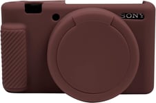 Étui pour appareil photo Sony ZV-1-Housse d'objectif amovible en silicone souple anti-rayures-Compatible avec appareil photo Sony ZV-1 ZV1 (café)