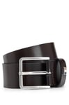 BOSS Mens Ther-Flag-E Sz35 Italian-leather belt with signature-stripe keeper trim