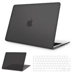 NPUOLS Coque Compatible avec MacBook Air 13,6" 2024 2022 Modèle A3113 A2681 M3 M2, Etui Housse Coque de Protection Rigide en Plastique Mat + Clavier Ultra Mince en TPU Version EU, Noir