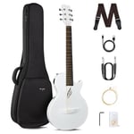 Enya Smart Guitare Electro Acoustique - 35 Pouces Blanc Nova Go SP1 Guitare acoustique avec micro Smart AcousticPlus petit et léger pour Enfants Adultes Débutants Starter Set Travel Band Concert