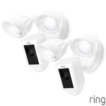 White 2-Pack Floodlight Security Camera, 1080p HD Video, Screws & Tools Included