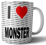 I Love Monster Tea - Coffee - Mug - Cup - Birthday - Christmas - Gift