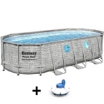 Kit Piscine hors sol - BESTWAY - Power Steel - 549 x 274 x 122 cm - Ovale + Robot aspirateur Frisbee