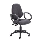 Office Hippo Desk Chair, Ergonomic Home & Office Chair With Adjustable Seat, Back & Lumbar Pump For Comfort & Support, Computer Chair With Fixed Arms For Daily Use - Charcoal