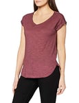 Urban Classics Women's Ladies Long Back Shaped Spray Dye Tee T-Shirt, X-Small, Red - Rot (burgundy 606), Small