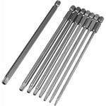 150MM Jeu de Magnétique Longue Embouts de Tournevis à 1/4 Hex Tige Creux Torx S2 T8-T40 Embout de Visseuse pour électrique Outil de Réparation