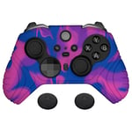 PlayVital Samurai Edition Anti Slip Silicone Case Cover for Xbox Elite Controller Series 2, Ergonomic Soft Rubber Skin Protector for Xbox Elite Series 2 with Thumb Grip Caps - Pink & Purple & Blue