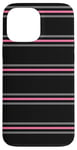 Coque pour iPhone 13 Pro Max Noir Rose Gris Rayé Girly Esthétique Preppy Stripe