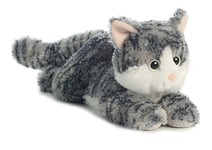 NEW AURORA 12" FLOPSIES PLUSH LILY SILVER GREY TABBY CAT CUDDLY SOFT TOY TEDDY