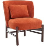 Wahson Office Chairs - Moderne Fauteuil de Salon avec Pied Bois Fauteuil Chambre en Chenille avec Assise Épais Fauteuil Relax pour Salon, Orange