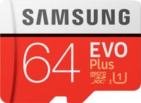 Samsung MicroSD EVO+ 64 Gt -muistikortti + SD-adapteri