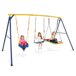 Kids Swing Set Carbon Steel Swing Frame w/ Swing & Adjustable Ropes 300 kg