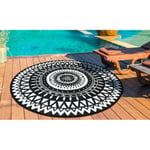 Tapis extérieur rond - 150cm - Noir - MAORI  