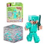 Minecraft 3" Diamond Steve Figure with Armor and Accessories