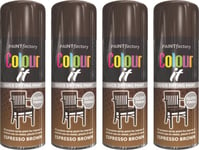 4 x 400ml Espresso Brown Spray Paint Gloss Finish Metal Wood Plastic Spray