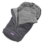 Clevamama Universal Footmuff for Pushchair, Pram, Stroller and Buggy, Thermo Fleece and Waterproof, Extra Long for Baby and Toddler - Grey, 96x98 cm