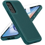 FNTCASE for Samsung A34 5G Case: Dual Layer Shockproof Drop Protection Galaxy A34 Phone Case - 360 Military Grade Protective Mobile Cover Rugged Matte Heavy Duty Slim TPU Aesthetic Cases Green