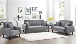 Grey Jumbo Cord Set Includes 3 Seater Sofa 2 Seater Sofa And Chair