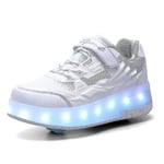 Barn Sneakers Dubbelhjuliga Skor Led Ljus Skor Q7-yky White 33