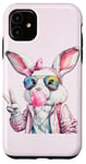 Coque pour iPhone 11 Lunettes de soleil aviateur lapin de Pâques mignon Bubblegum Peace Sign